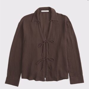 Abercrombie & Fitch Dark Brown Gauzy Shirt, Size L, 100% Cotton